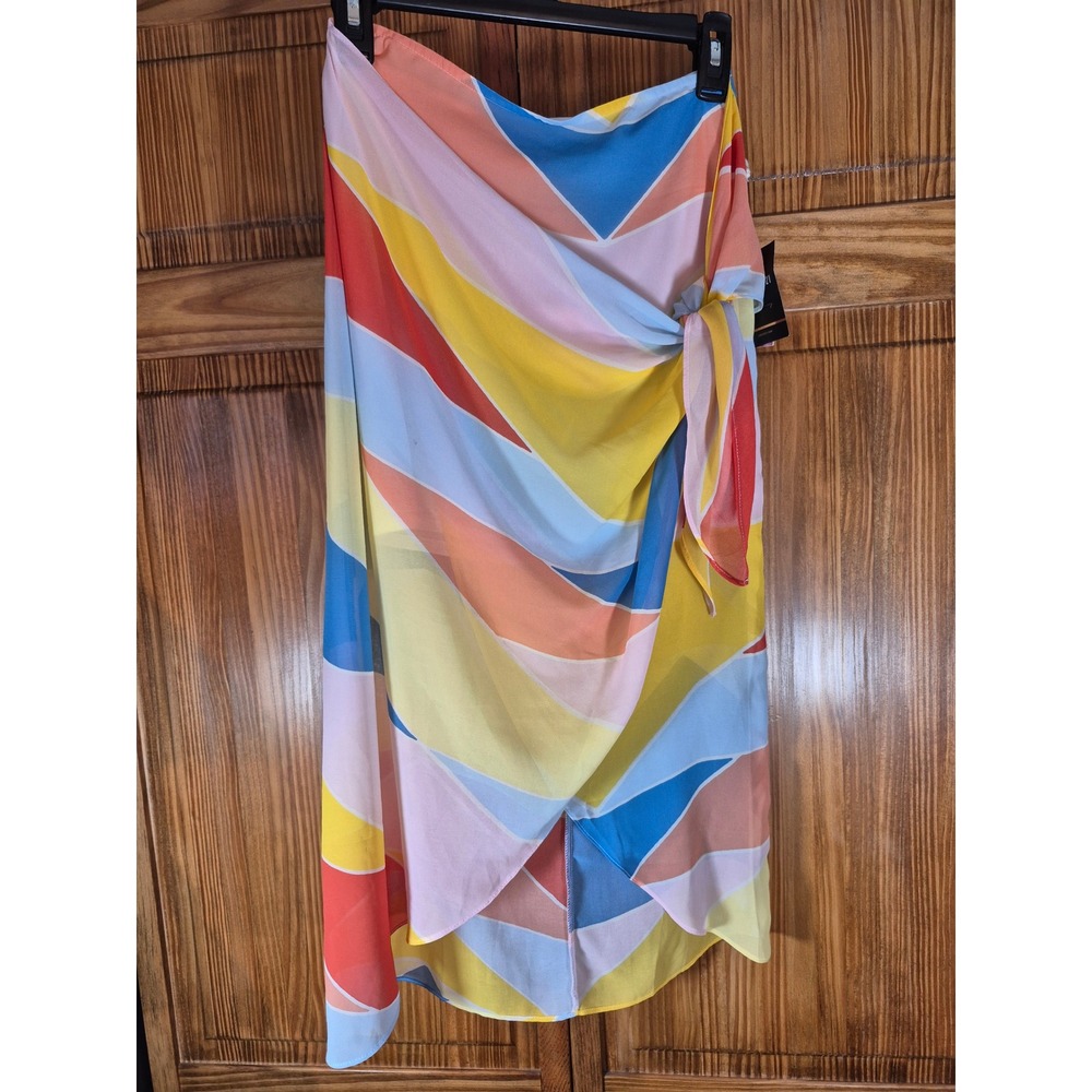 Forever 21 Contemporary Yellow Multi Geometric Wrap Midi Skirt Small NWT